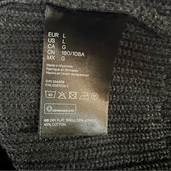 H&M Cotton Blend Textured Knit Crew Neck Sweater Size Large Charcoal Grey - Picture 6 of 7